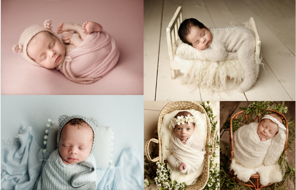 Newborn baby photography with props